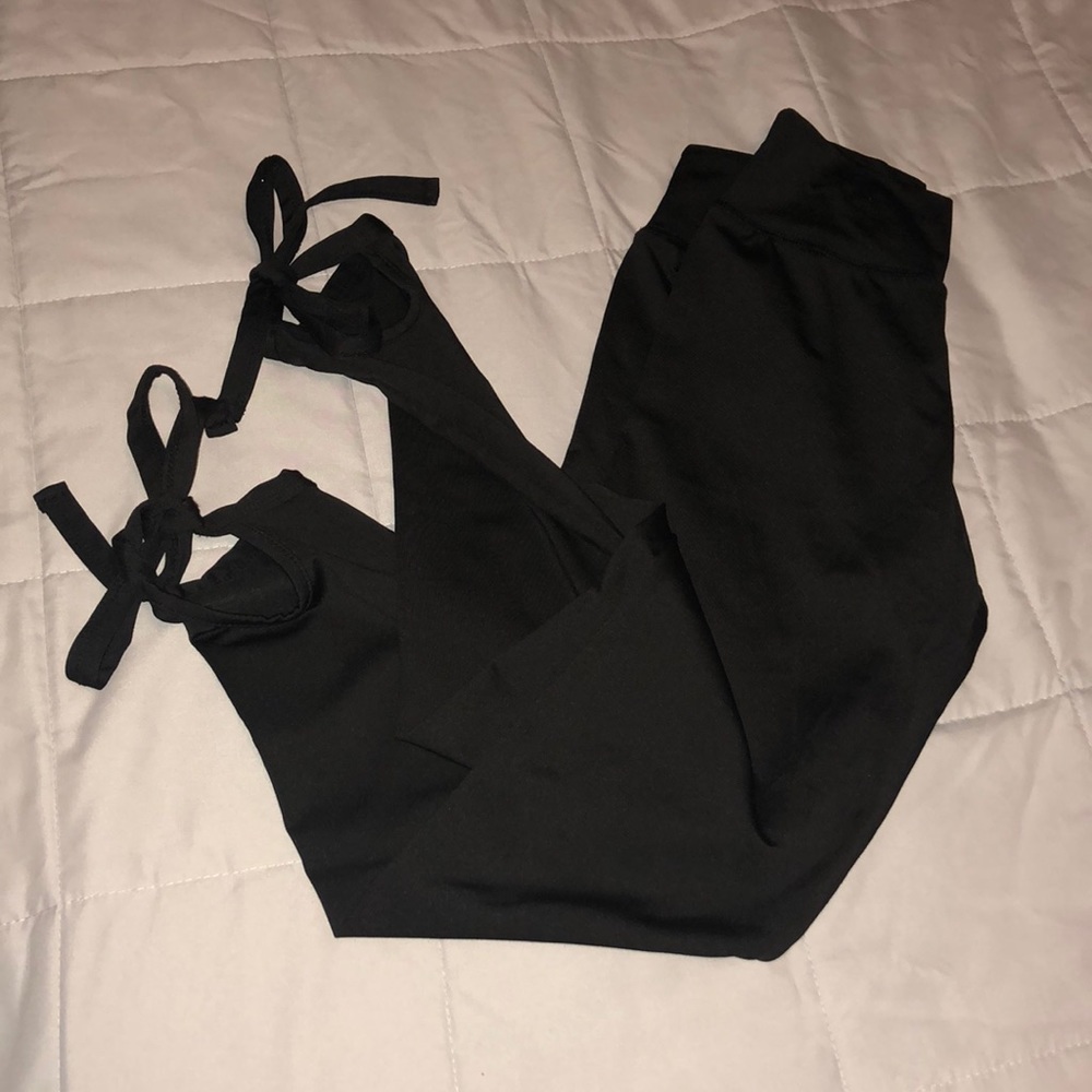 Lace up Hem Leggings for gym or yoga